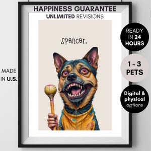 Benutzerdefinierte hässliche Haustier Porträt - Digital & gerahmt Lustige Haustier Porträts,Bad Dog Portrait,schlecht gezeichnet Haustier Porträt,Lustiges Haustier Geschenk für Russel Terrier