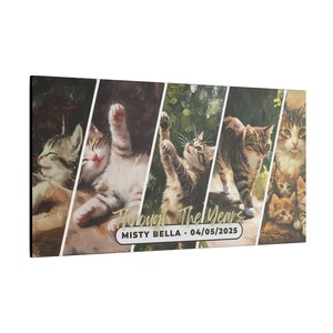 Collage personnalisé de peinture à l'huile de portrait d'animal de compagnie | 5 photos d'histoires d'animaux de compagnie | Toile, poster ou impression numérique personnalisés pour chien et chat