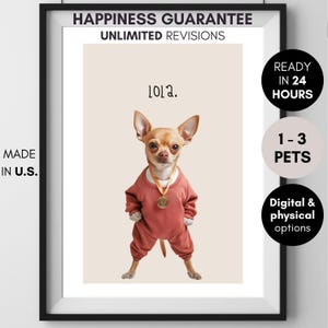 Custom Ugly Pet Portrait – Funny Pet Portrait Digital & Framed Options, Funny dog portrait from photo gift for gym rat, Ugly dog portrait
