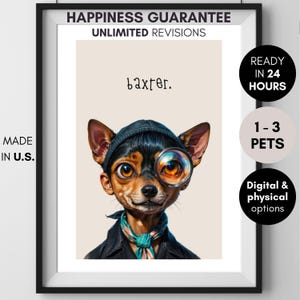 Benutzerdefinierte schlecht gezeichnet Haustier Porträt - benutzerdefinierte Hund hässliche Porträt, lustige benutzerdefinierte Haustier Porträt Min Pin Geschenk, Miniatur Pinscher Porträt Freund Geschenk