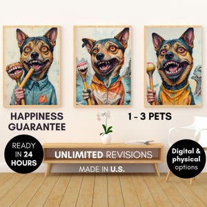 Custom Ugly 2-3 Pets Portrait –Funny Pet Portrait,Custom Bad Dog Portrait,Badly Drawn Dog Portrait,Funny Pet Portrait Custom Gift boyfriend