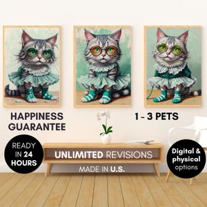 Retrato de mascota feo personalizado: retrato de gato feo personalizado, retrato de mascota mal dibujado, retrato de mascota malo, retrato de mascota divertido de dibujos animados renacentistas