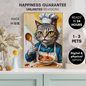 Custom Cat Pasta Art,Ugly Cat Portrait,Badly drawn cat portrait,Personal tabby cat animated,Funny Cat portrait,Bad Pet Portrait Personalized