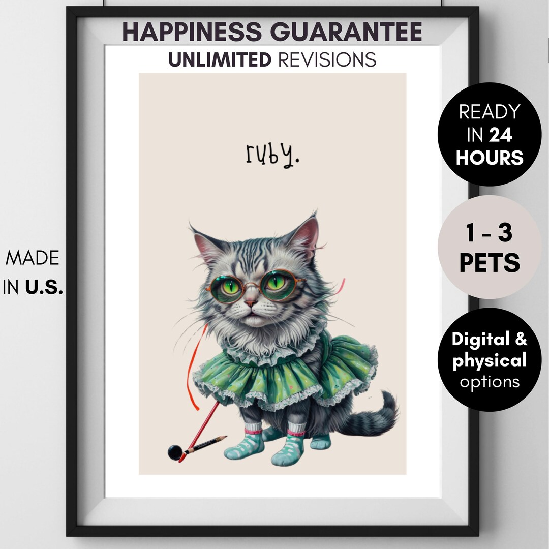 Personalized Ugly Pet Portrait Custom Ugly Cat Portrait, Badly Drawn ...