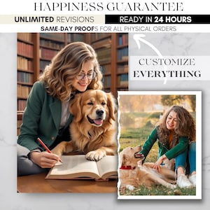 Custom Human & Pet Portrait | Cartoon Pet and Owner Portrait|Dog Portrait from Photo |Painted Pet Portrait |Funny Dog and owner illustration