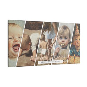 Colagem de pintura a óleo de retrato de bebê personalizado | Arte de recém-nascido e marco | Tela de lembrança de bebê personalizada, pôster ou impressão digital