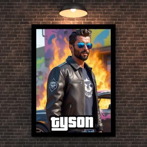 Custom Gangster Portrait – Personalized Bold Pop Art Illustration with Retro, Edgy Vibes