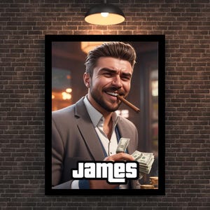 Custom Gangster Portrait – Personalized Bold Pop Art Illustration with Retro, Edgy Vibes