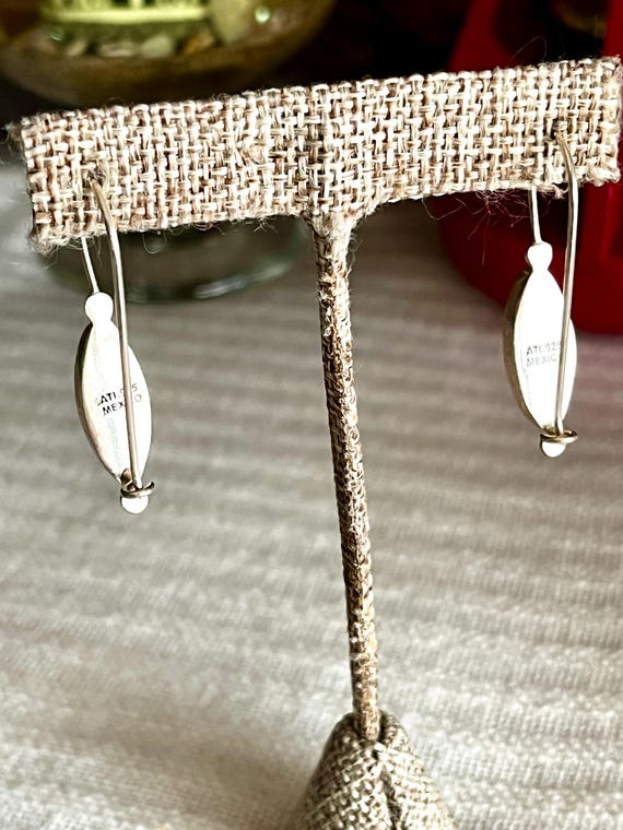 Native Signed Sterling Silver Turqoiuse Earrings - image 4