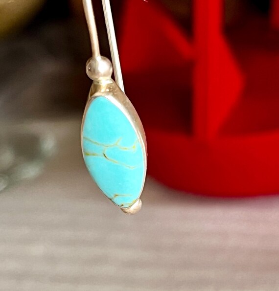 Native Signed Sterling Silver Turqoiuse Earrings - image 3