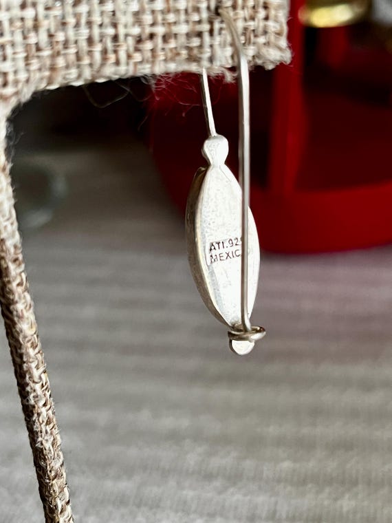Native Signed Sterling Silver Turqoiuse Earrings - image 5