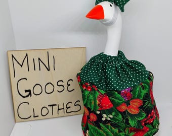 Christmas Dress With Matching Bow for 7 Inch Desk Goose Clothes