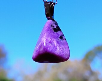 Pyramid 1 Charoite Pendant Necklace