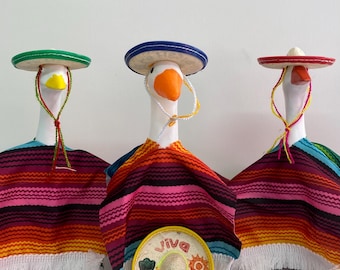 Cinco De Mayo Viva La Fiesta Mexican Sombrero With Poncho 7 Inch Desk Goose Clothes