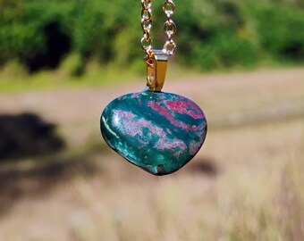 Pink Green Ocean Jasper Pendant Necklace