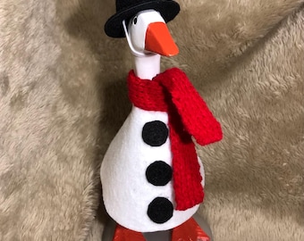Classic Snowman 7 Inch Desk Goose Outfit