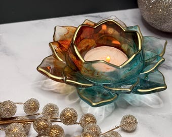 Custom Resin Lotus Tealight Candle Holder