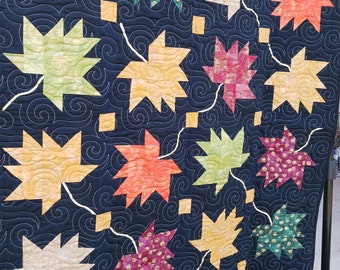 Swirling Leaves Throw Quilt
