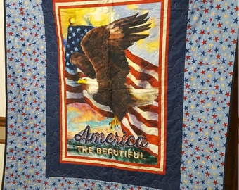 Eagle Panel America the Beautiful Throw quilt