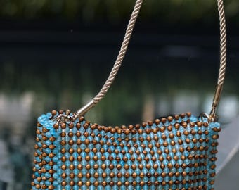 Handmade Boho Beaded Bag, Summer Shoulder Purse, Resort Wear Handbag, Mediterranean Vacation Accessory