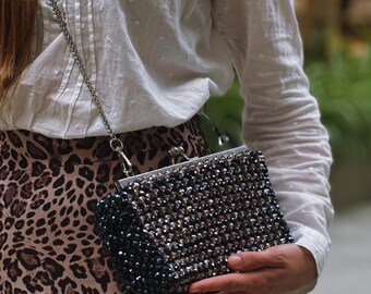 Handmade Crystal Clutch Purse, Vintage Inspired Handbag, Luxury Evening Bag, Glam Cocktail Handbag, Formal Party Purse, Gift for Women