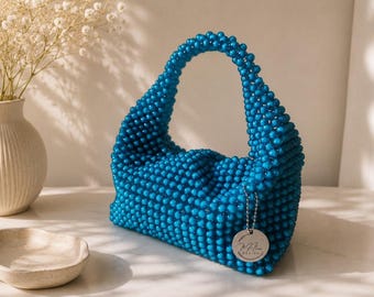 Summer Beaded Purse, Wedding Guest Bag, Beaded Evening Clutch, Elegant Handbag