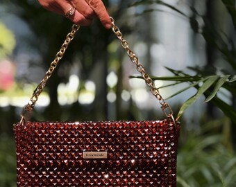 Handmade Crystal Evening Purse, Luxury Cocktail Bag, Wedding Guest Handbag, Glam Party Bag, Gift for Women