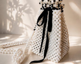 Wedding Guest Purse, Beaded Evening Bag, Rose Beads Bag