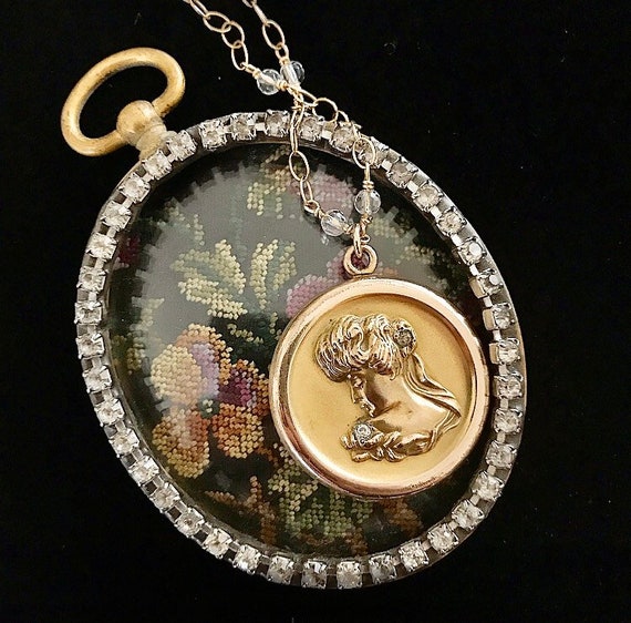 SALE! Art Nouveau Gold Filled Lady Locket Circa 19