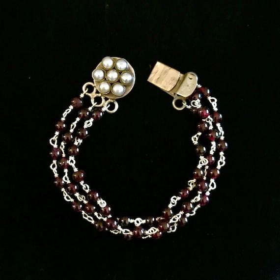 LOVELY Pearl, Fine Garnet & Sterling Bracelet