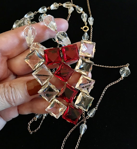 Exceptional Antique Art Deco Czech Glass Pendant … - image 3