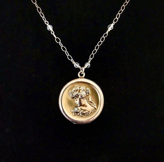 Art Nouveau Gold Filled Lady Locket Circa 1920's