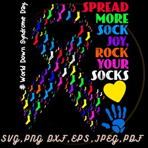 World Down Syndrome Day Shirt | Rock Your Socks PNG SVG Pdf Eps AI Jpeg Dxf | Down Syndrome Awareness Digital Download Blue Yellow Ribbon