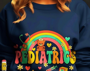 Pediatrics Groovy Png Nurse Rainbow Design Peds Nurse Preppy Nurse Life Png Cute Retro Nurse Aesthetic Pediatric Nurse SVG SUBLIMATION
