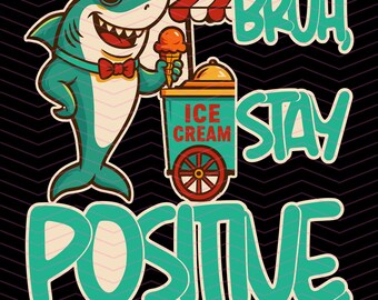 Koszulka Stay Positive Shark Attack Vintage Retro Comedy Funny, Koszulka Stay Positive, Koszulka Shark Attack, Zabawna koszulka Shark