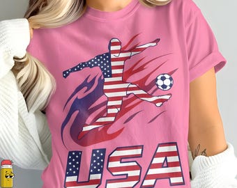 USA Soccer Player PNG SVG American Flag Soccer Silhouette Design Patriotic Soccer Clipart