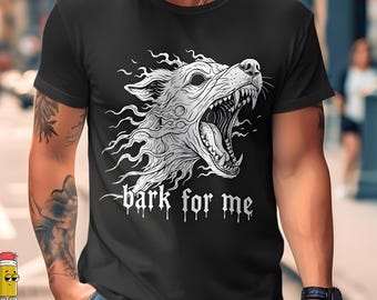 Bark For Me Wolf Dog PNG SVG – Aggressive Gothic Wolf Dog Head, Dark Tattoo Line Art, Edgy Sarcastic Graphic