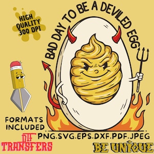 Bad Day To Be A Deviled Egg PNG SVG Funny Deviled Egg Thanksgiving Png Design Cute Devil Egg Cartoon Digital Download