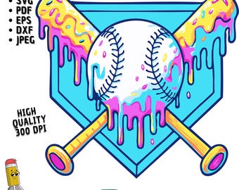 BASEBALL Drip PNG Baseball SVG Baseball Shirt Baseball Mom Sublimation Ice Cream Drip Baseball game day Team colors Digital Download