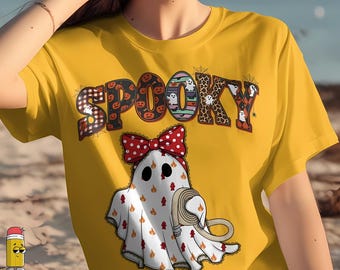 Spooky Ghost Firefighter PNG Halloween Design Funny Fireman Ghost Costume Clipart Cute Spooky Season Shirt Art Retro Halloween Spooky Png