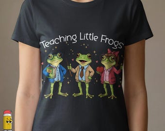 Teaching Little Frogs PNG Bundle, Retro Frog Teacher, Back to School Trio Clipart, Cute Classroom Aesthetic, Academic Ribbit Commercial Use