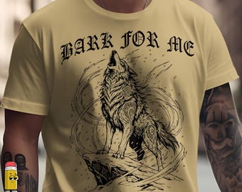 Bark For Me Gothic Wolf PNG SVG Dark Tattoo Wolf Art, Tribal Howling Wolf Design, Edgy Sarcastic Aesthetic Graphic