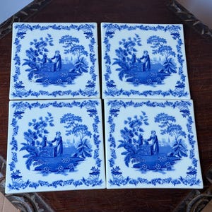 Spode Blue Room Ceramic Wall Tile Trivet Set 6"
