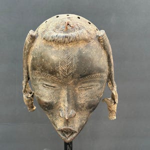 Vintage Dan Deangle Mask with Incised Scarification - Ceremonial African Art 10&quot;