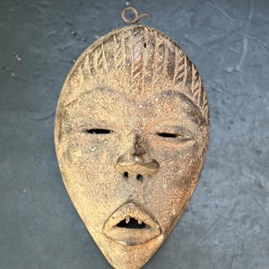 Vintage Dan Deangle Mask with Incised Scarification - Ceremonial African Art 10&quot;