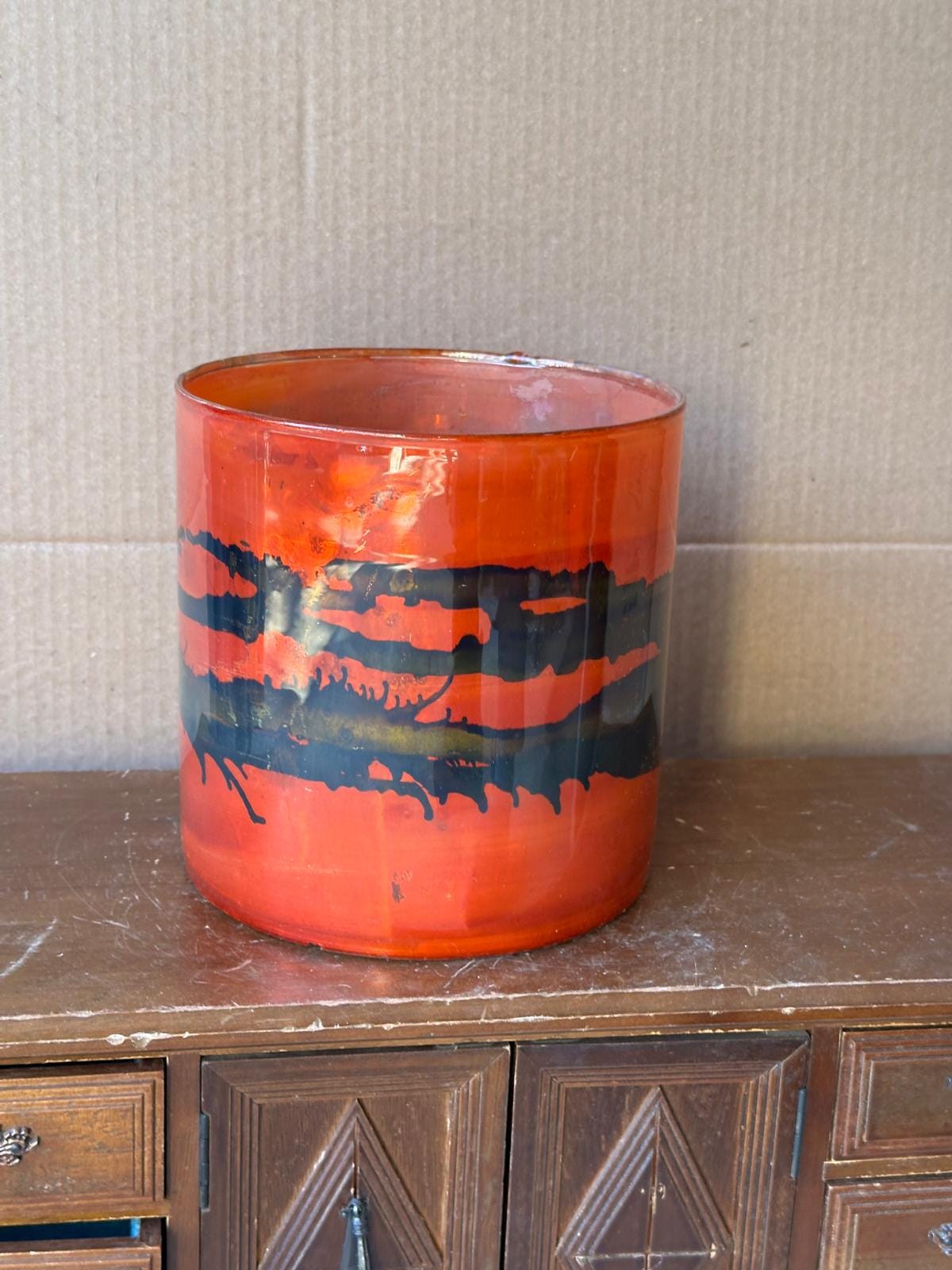 Vintage Art Glass Cylinder Vase