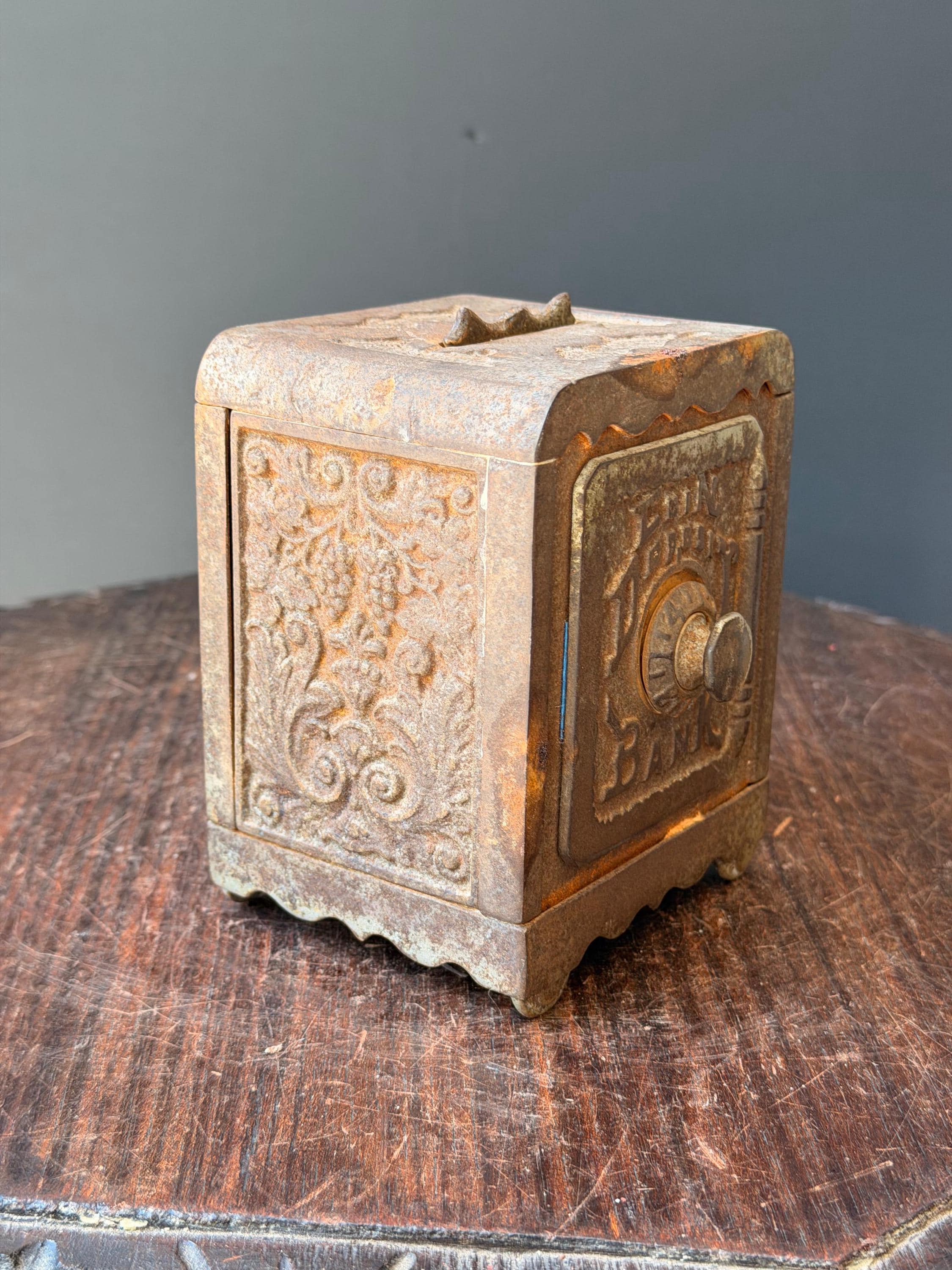 Vintage Metal Bank Deposit Safe Box - Etsy
