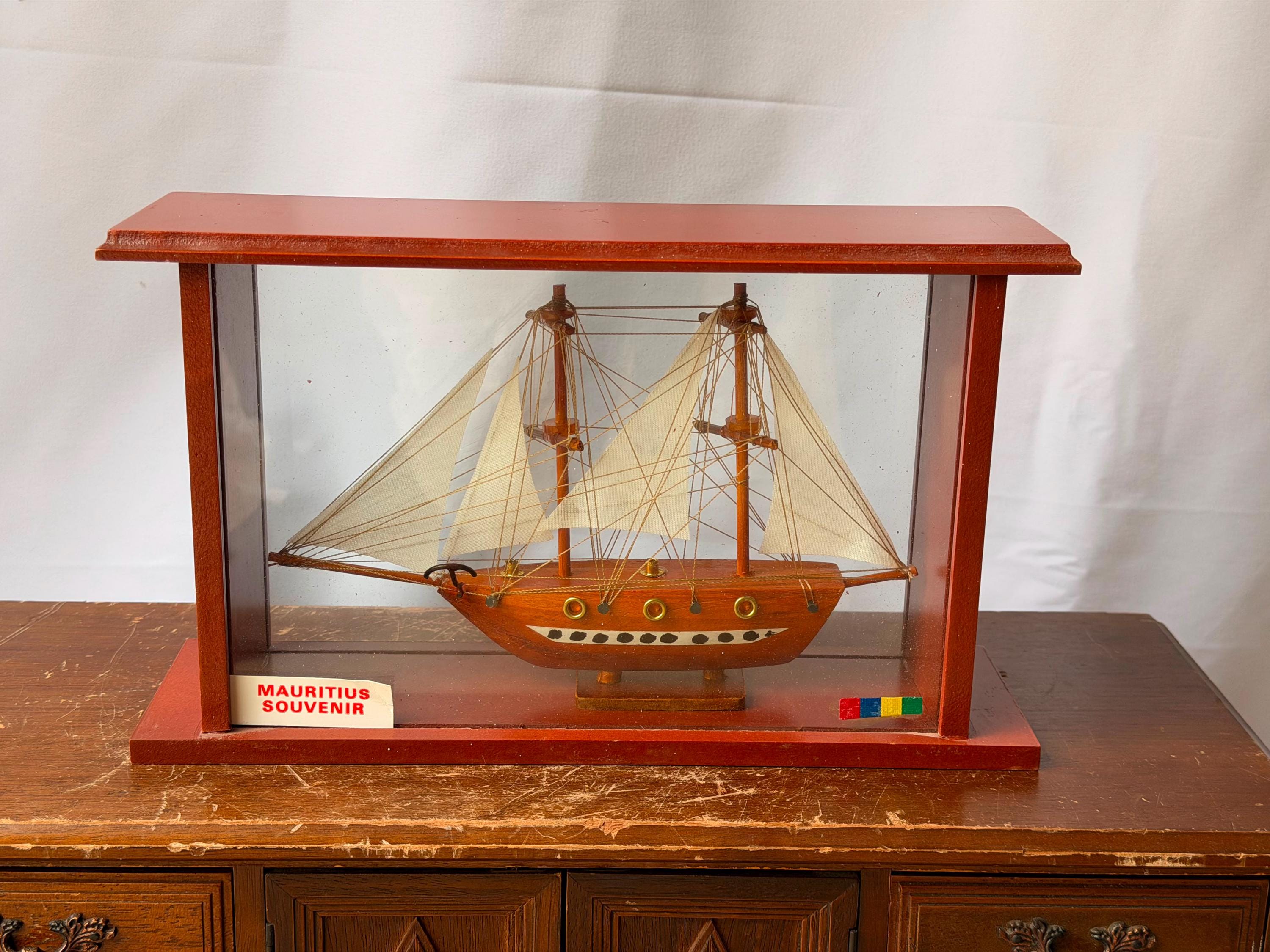 Model Boat in Glass Case - Etsy
