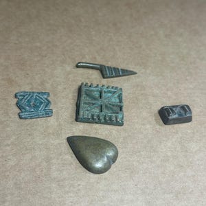 Antique African Akan Ashanti Gold Weights, 5 Small Pieces
