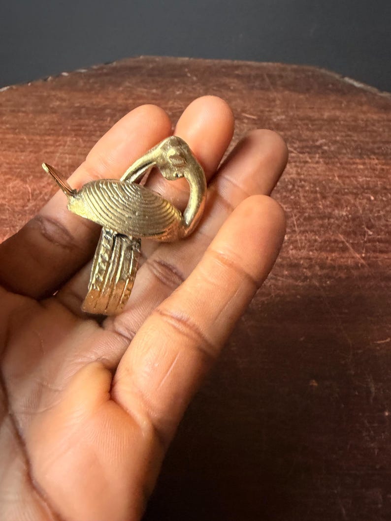 Bird Ringing Drawing Vintage Akan Ashanti Lost Wax Cast Brass Sankofa Bird Ring West African ...